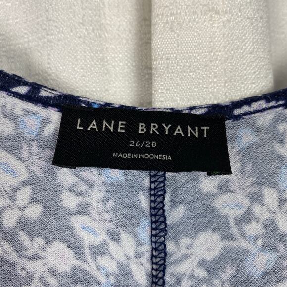 Lane Bryant Blue&Purple Floral V Neck Waist Knot Jersey Maxi Dress Sz.26/28 - Picture 7 of 15